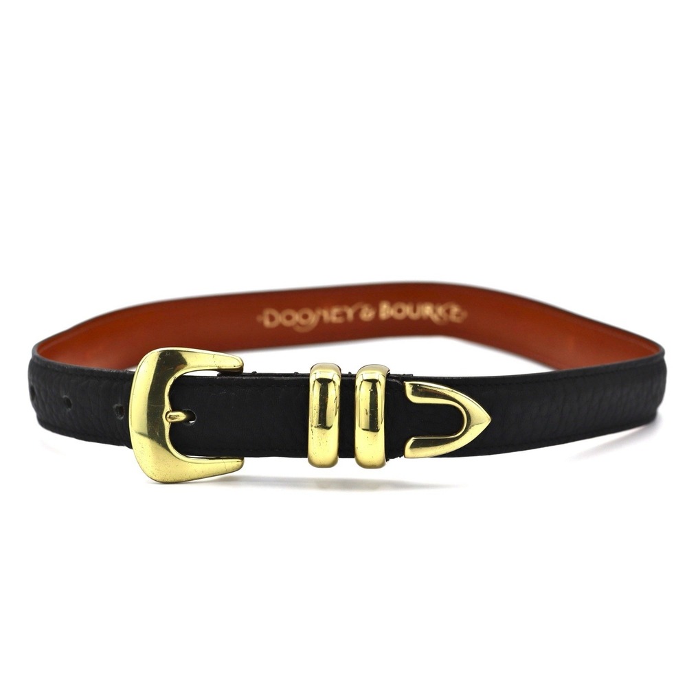 Dooney & Bourke All Weather Leather Belt Black Gold Tone Buckle XS 22-24